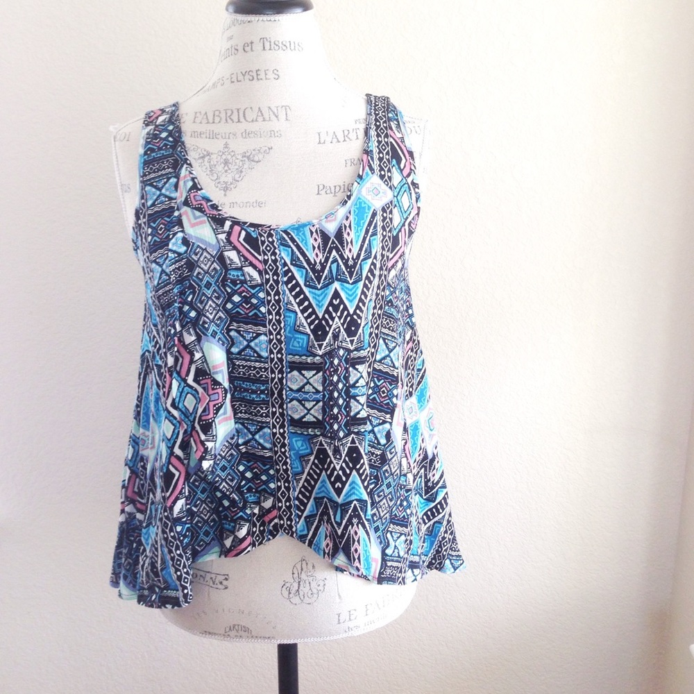NWOT "Blueprints" tulip abstract pattern tank top